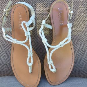 LAUREN Ralph Lauren White Thong Sandals SZ 8